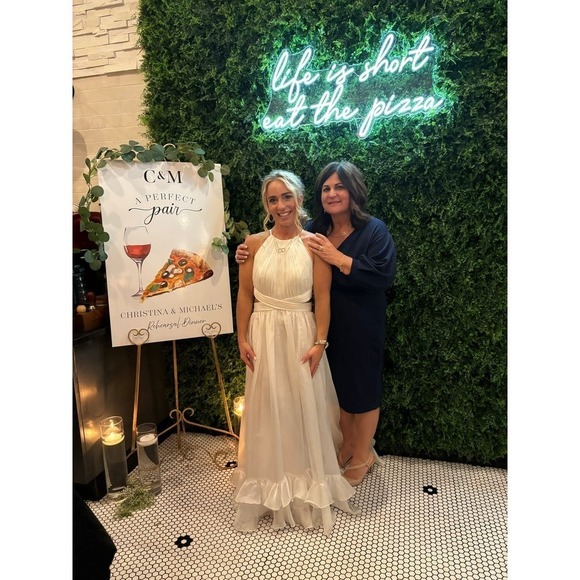 Mac Duggal Dress White Chiffon Halter Neck Cross Open Back CutOut Maxi Gown Sz 6 - Picture 11 of 12